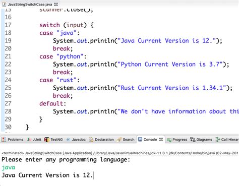 switch case in java example programs with user input