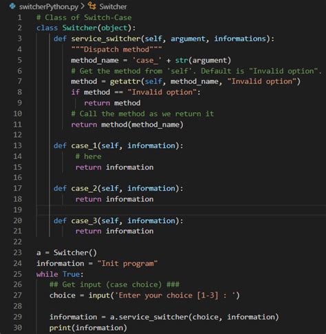 switch case in python example w3schools