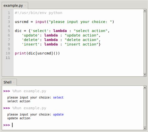 switch case python examples