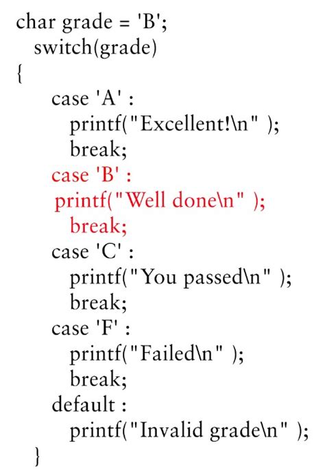 switch case statement in c example