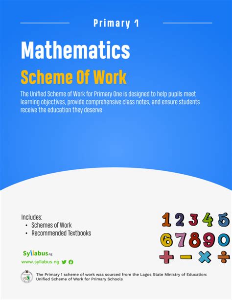 syllabus for primary 1 mathematics