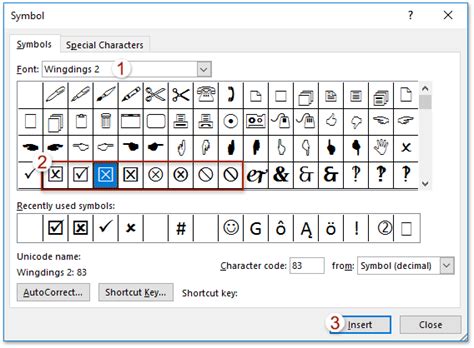 symbol code for checkbox in word