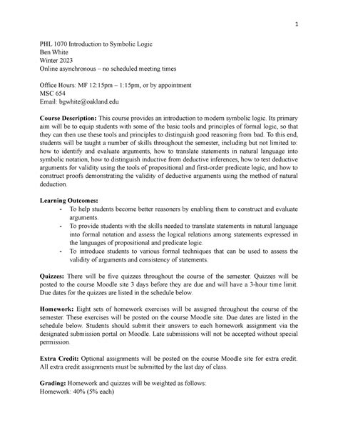 symbolic logic syllabus