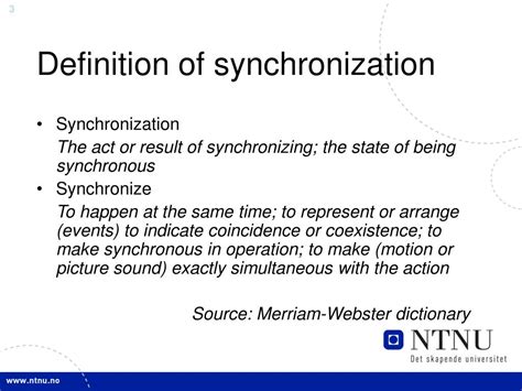 synchronize meaning in english with example