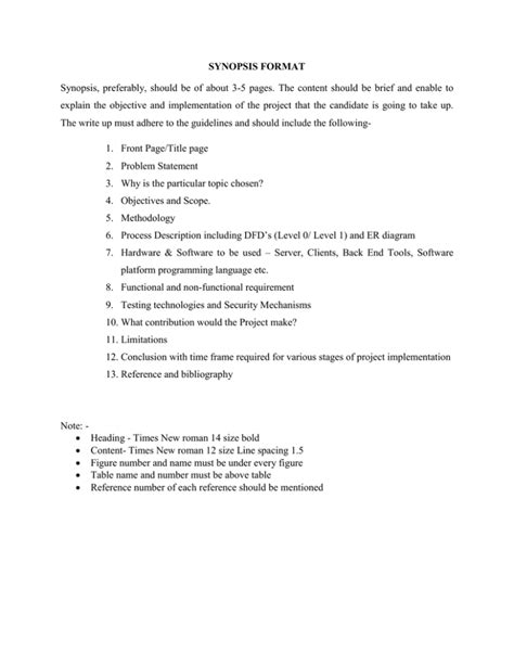 synopsis document example