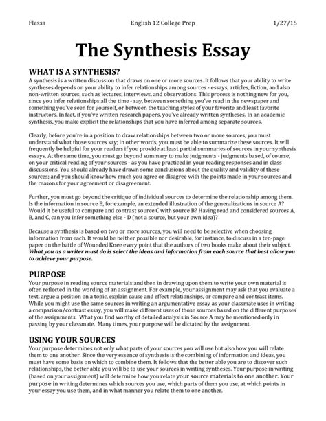 synthesis essay intro example