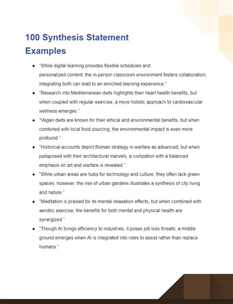 synthesis statement example