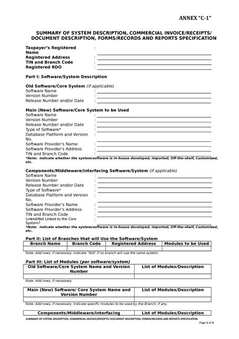 system description sample