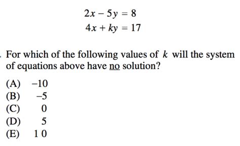 systems of two linear equations in two variables sat questions
