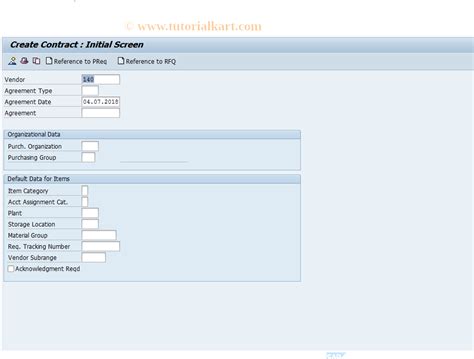 t code to create contract in sap