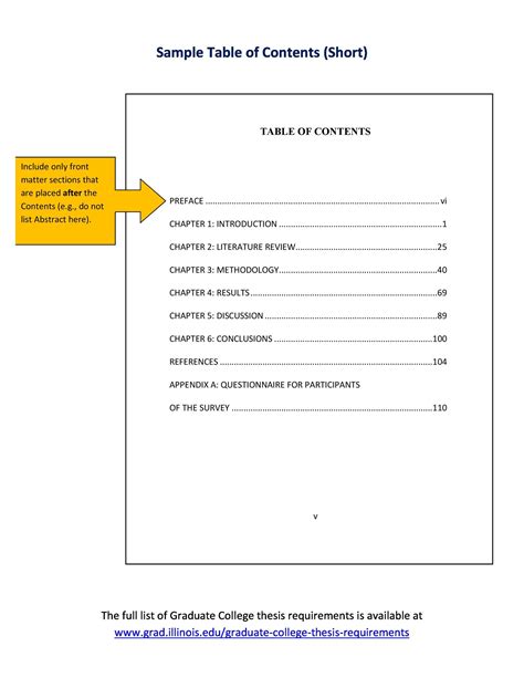 table of content example pdf