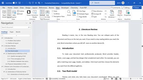 table of contents on the side in word