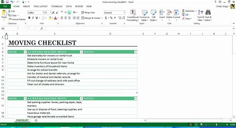 table of contents template excel