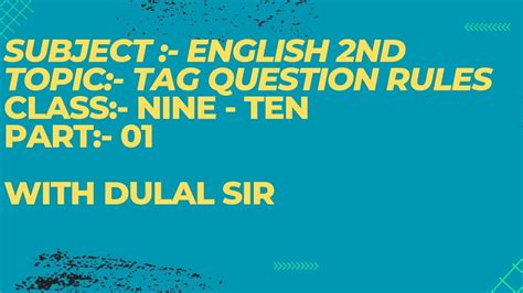 tag question rules for class 9