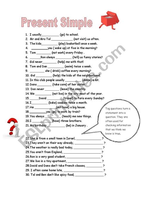 tag questions simple present tense examples