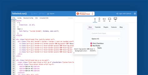 tailwind css code runner