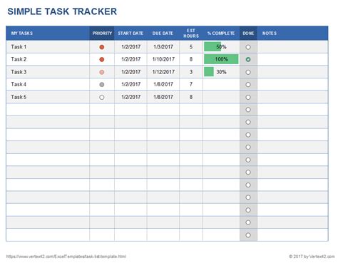 task list tracking excel template