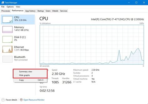 task manager performance tab