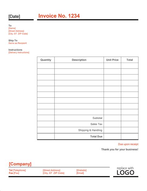 tax invoice in excel format