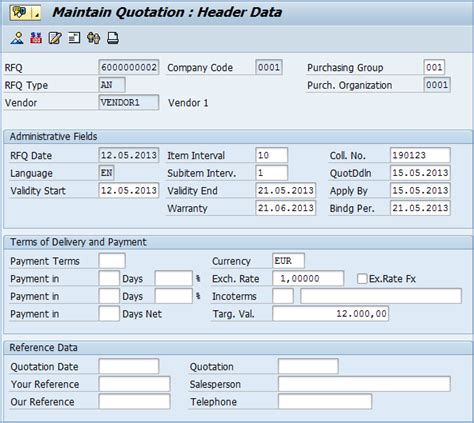 tcode to create quotation in sap mm