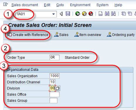 tcode to create sales order in sap