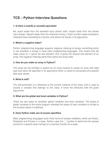 tcs python developer interview questions for experienced