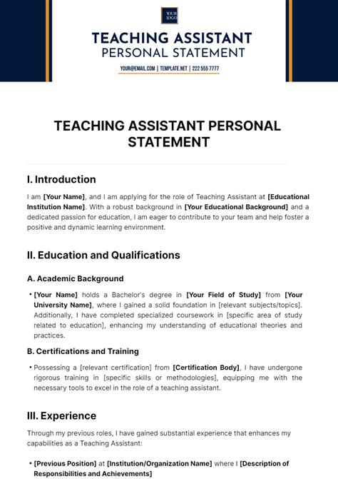 teaching assistant personal statement examples uk