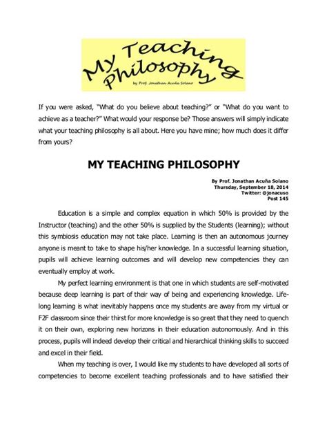 teaching philosophy examples for elementary teachers