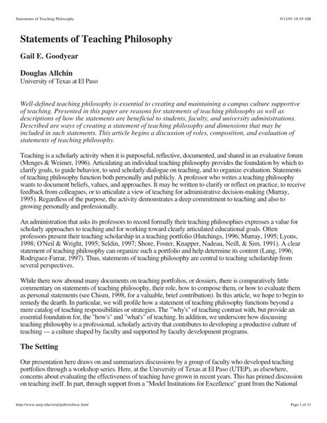 teaching philosophy statement examples mathematics