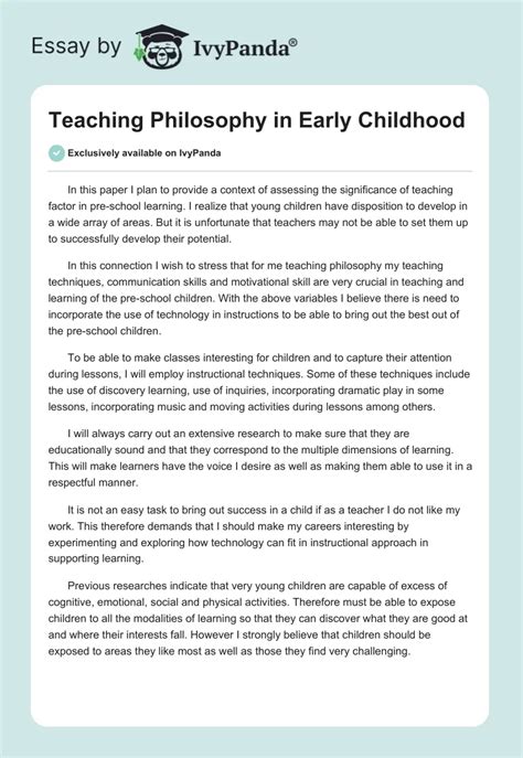 teaching philosophy statement examples preschool