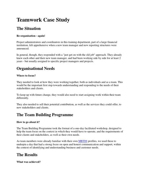 team building case study examples
