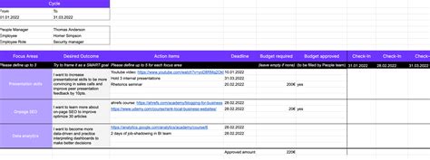 team development plan template excel