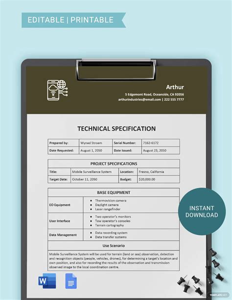 tech spec template