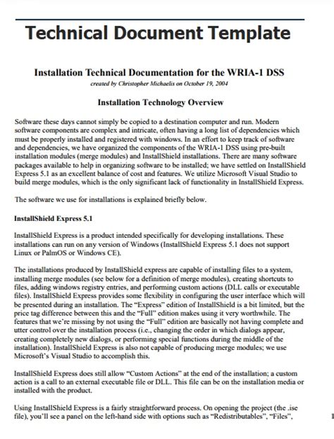 technical architecture document sample