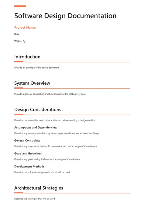 technical design document template for software development
