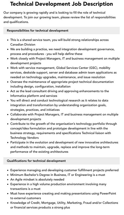 technical developer job description