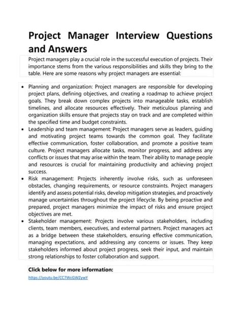technical project manager interview questions and answers pdf