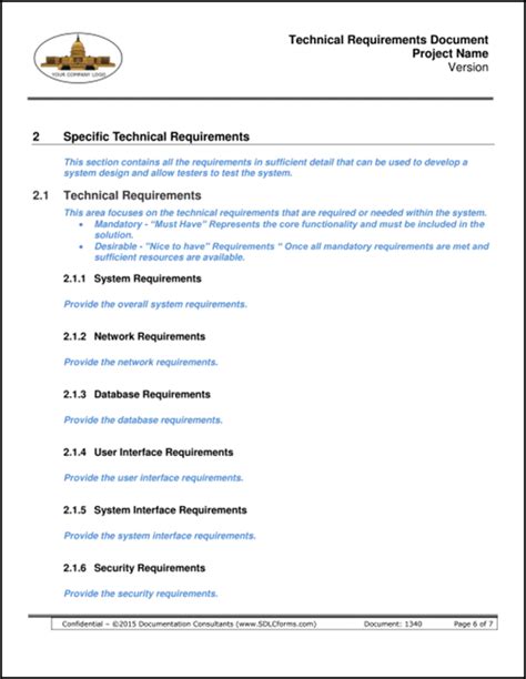 technical requirements documents