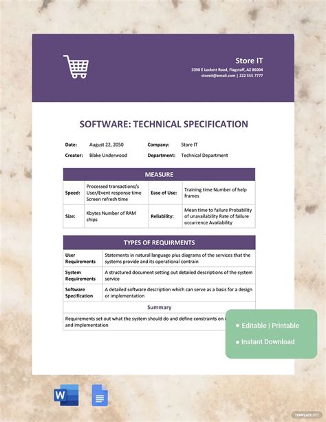 technical specification software