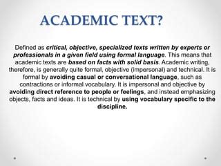 technical terms examples in academic text