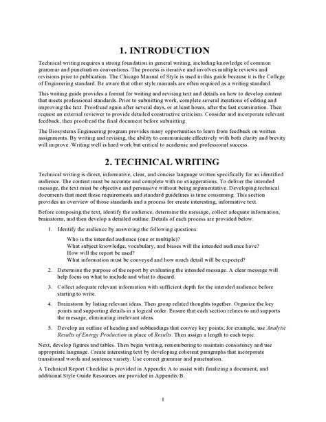 technical writing examples about yourself for students