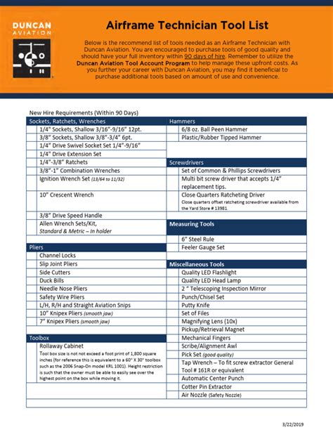technician tools list pdf