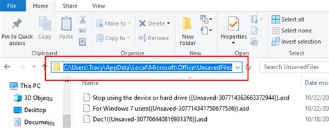 temp excel files saved location