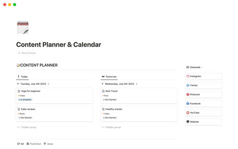 template content calendar notion