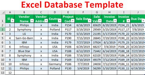 template excel database