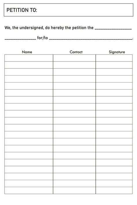 Template For A Petition Form