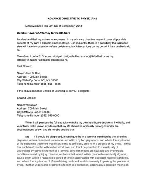 Template Of A Living Will