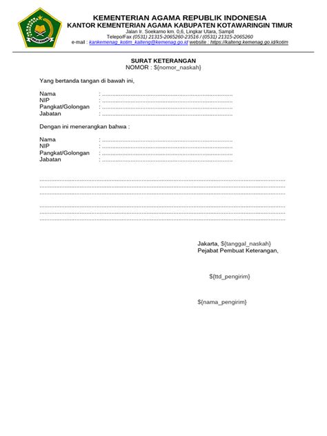 template surat keterangan