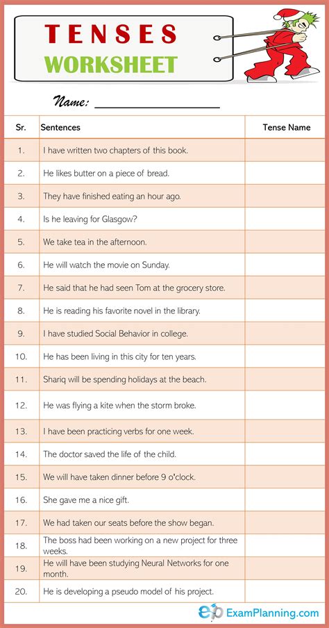 tense practice questions with answers class 10
