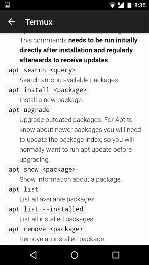 termux commands list